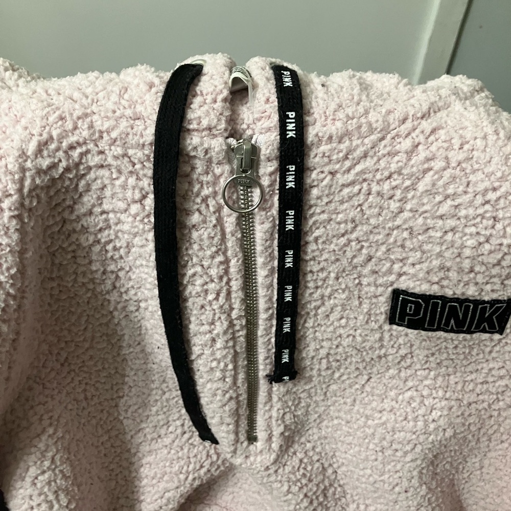 Victorias Secret PINK Sherpa Half Zip Pullover Hoodie - Picture 3 of 8